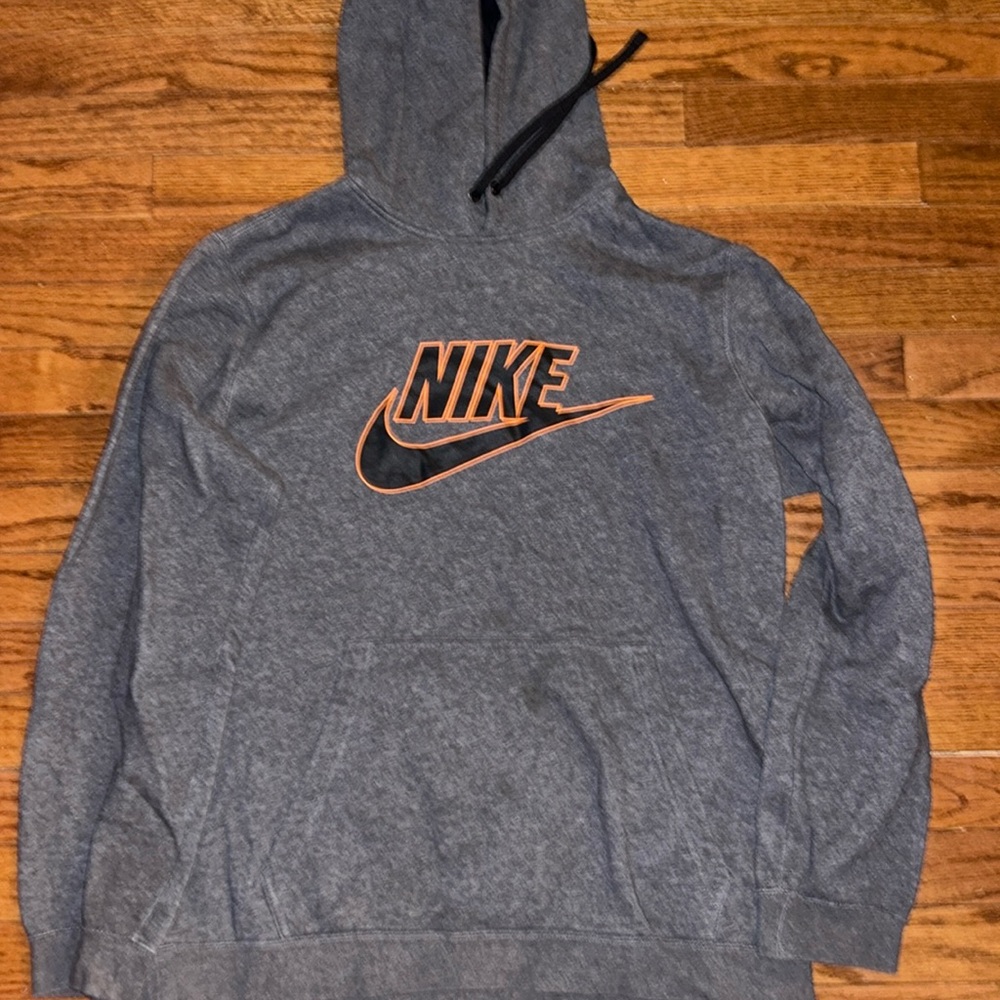 Gray men’s Nike sweatshirt with orange logo